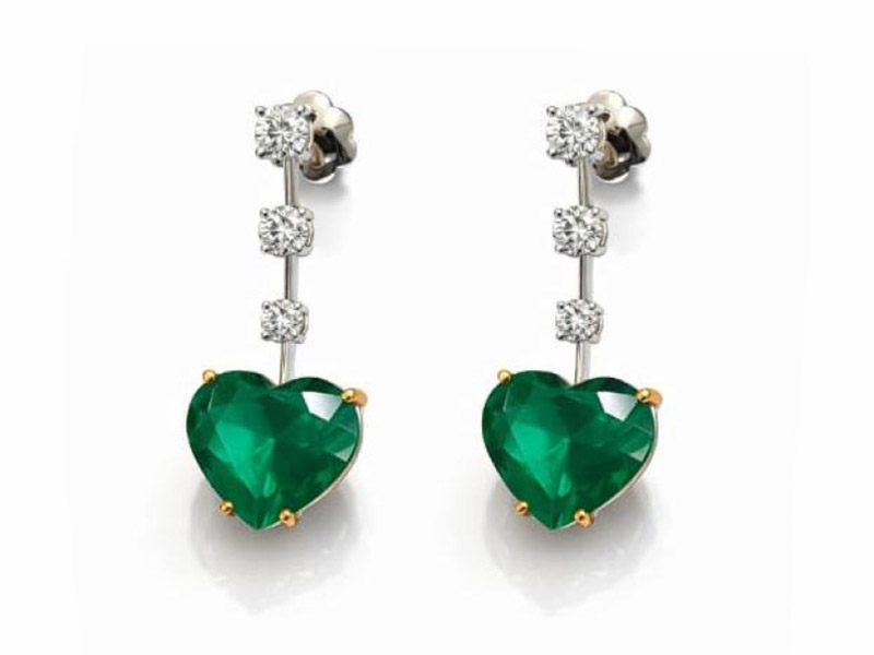 Emerald Diamond Earrings B