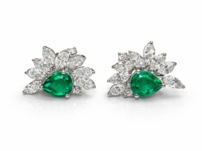 Emerald Diamond Earrings F