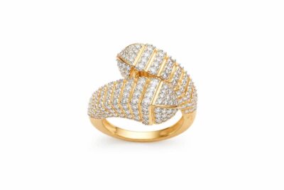 14K White Gold Plated Ladies Diamond Ring